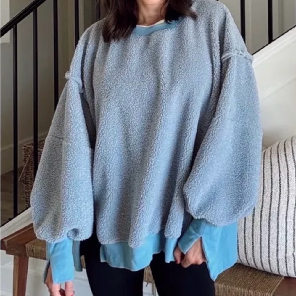 Cozy Blue Oversized sherpa Sweatshirt
